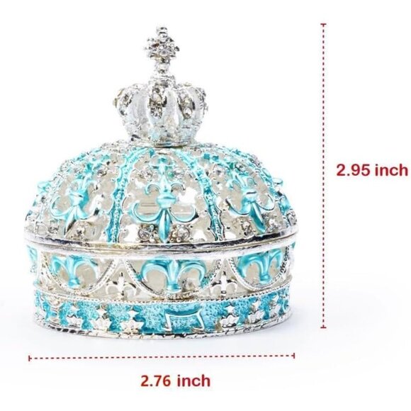 ✨Gawhood Women Silver Crown Trinket Ring Small Tiny Box Rosary Ornament Jewelry - Picture 3 of 6